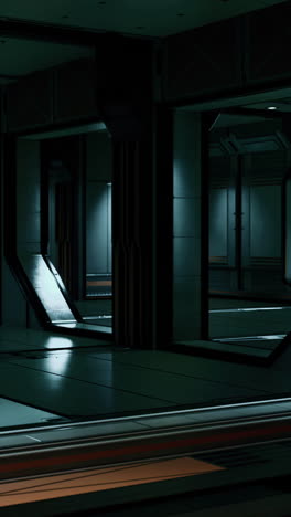 dark and futuristic spaceship corridor