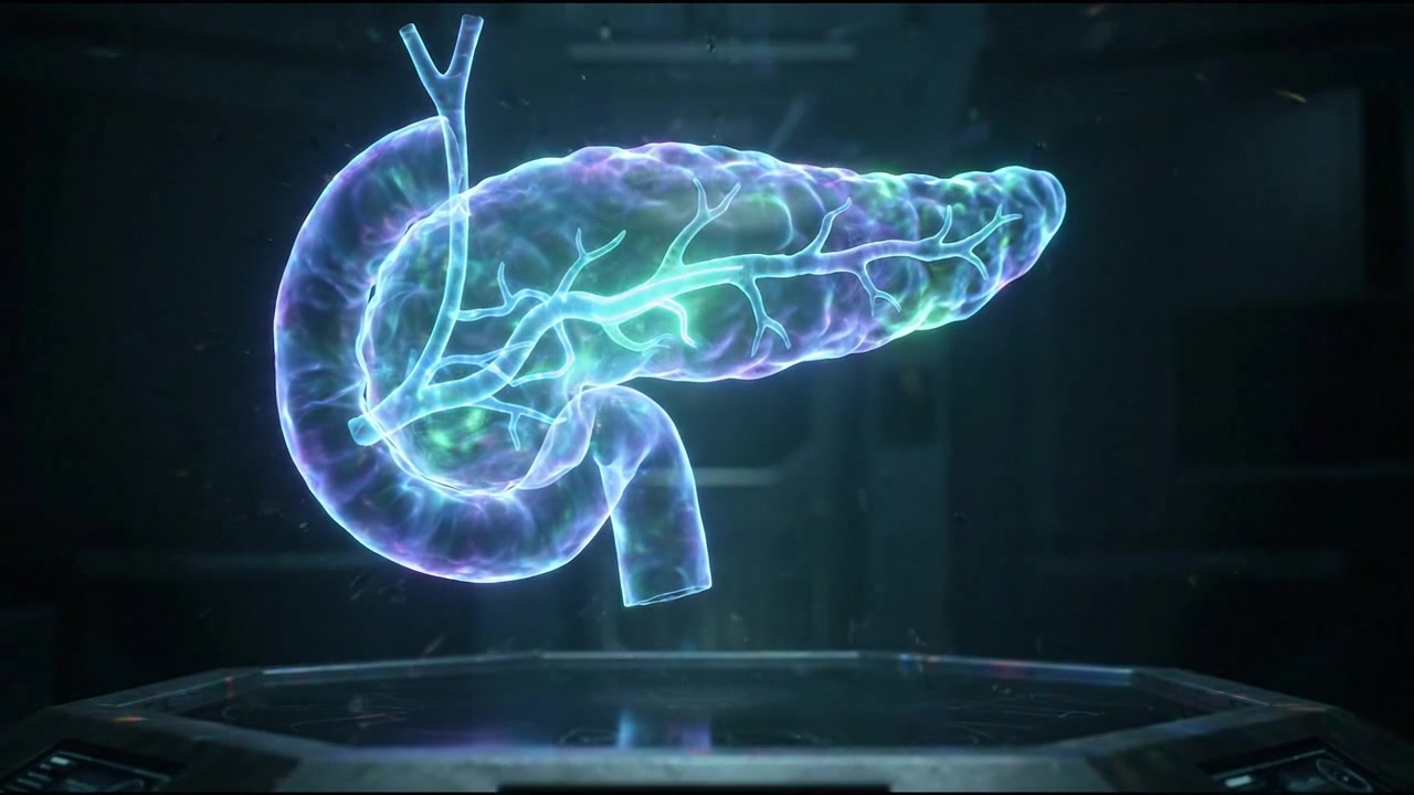 Human pancreas organ gastroenterology 3D medical hologram