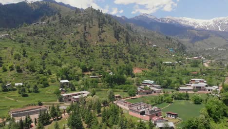 aerial over swat valley village at gabin jabba in pakistan