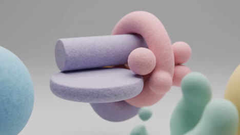 soft pastel 3d abstract objects composition