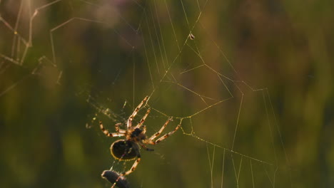 araña en una red