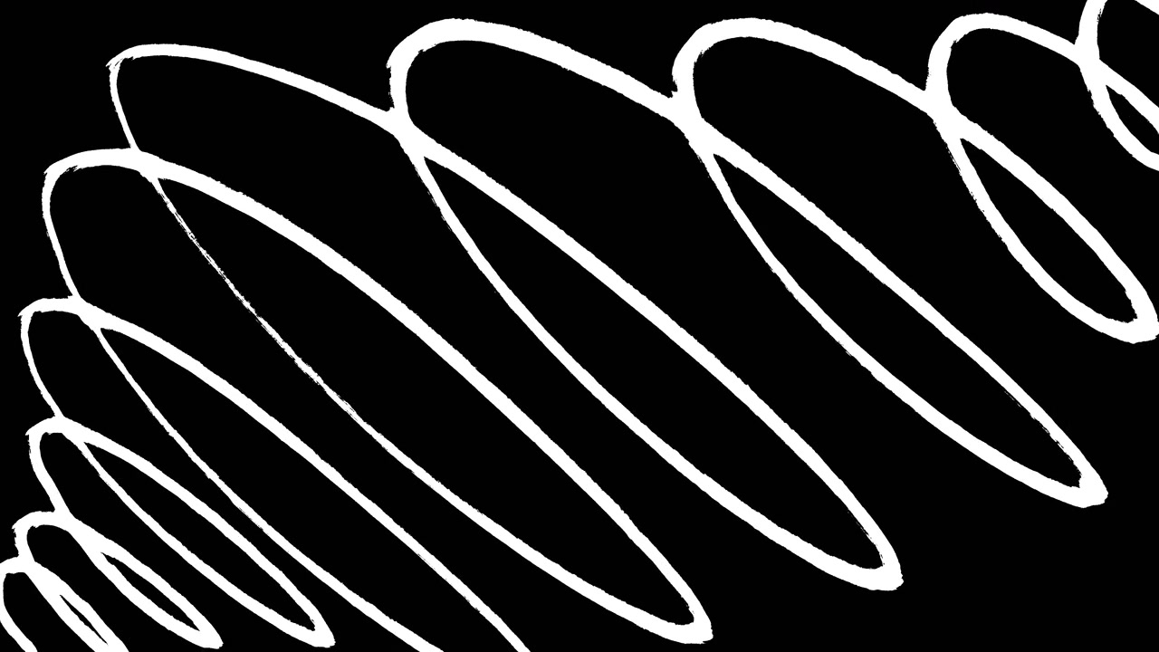 Linee ondulate bianche animate disegnate a mano su sfondo nero