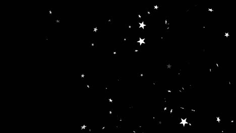 animation of christmas stars falling over black background