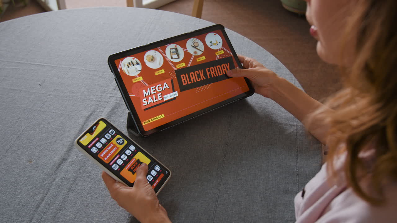 Woman shopping online during Black Friday sale