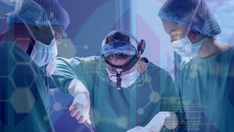 animación del procesamiento de datos científicos sobre diversos cirujanos en el hospital.