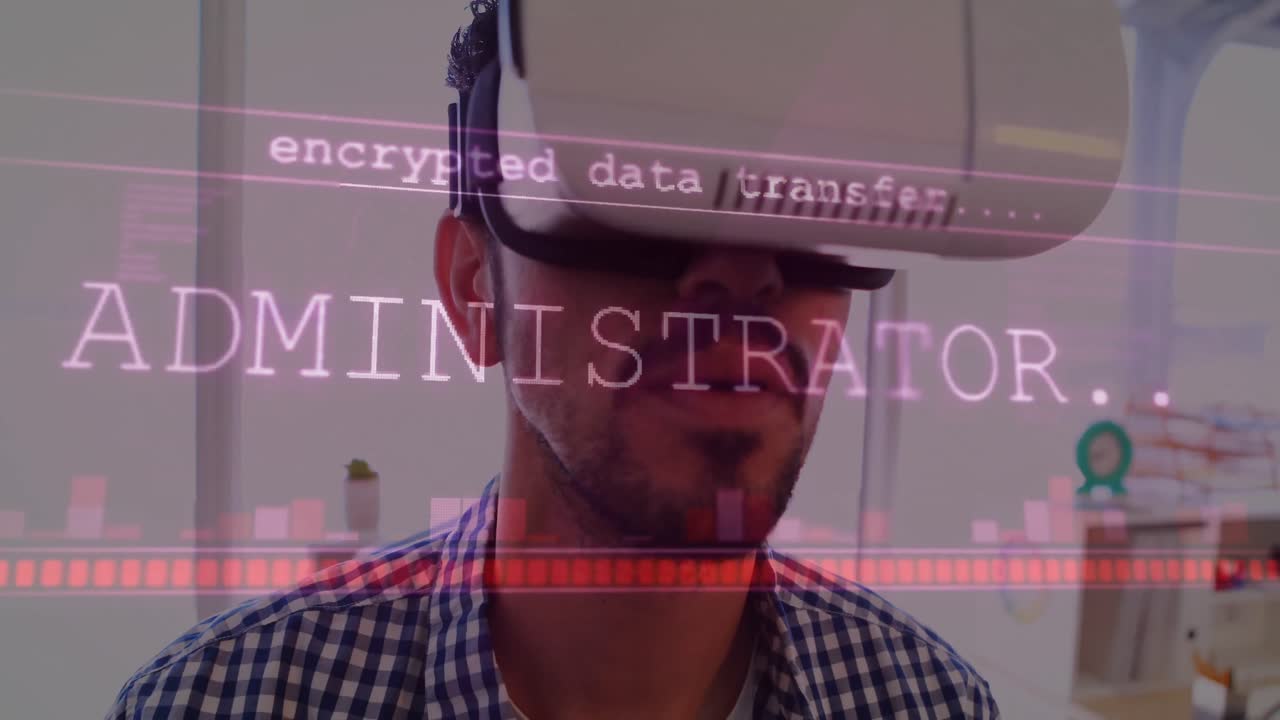 animación del procesamiento de datos sobre el hombre utilizando auriculares vr