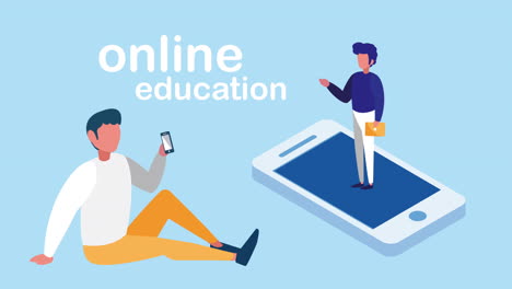 education online with students using smartphone