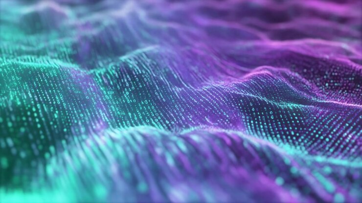 Abstract Digital Data Wave with Binary Code Particles