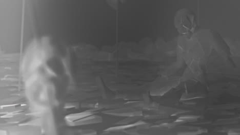 destroyed andorids on a junkyard in xray