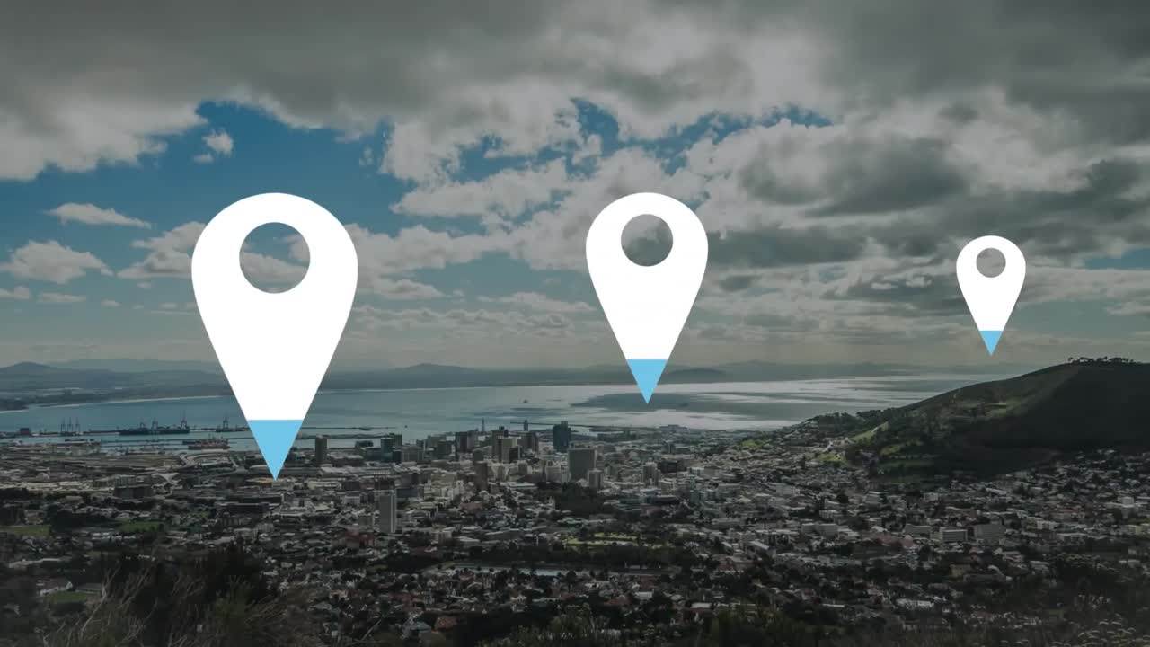 alfileres de ubicación sobre el paisaje