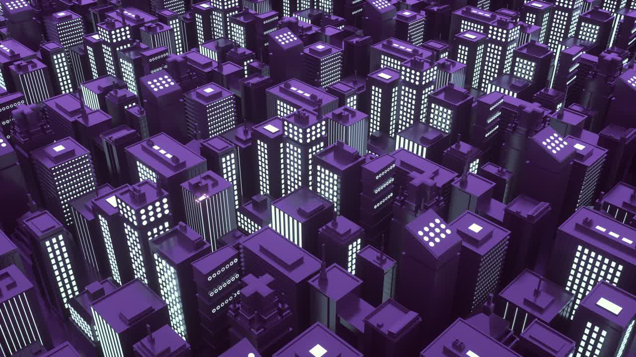 ciudad futurista isométrica con rascacielos. vj onda sintética en bucle fondo 3d