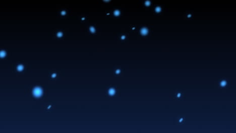 las bolas brillantes azules caen en un resumen digital sobre un fondo oscuro.