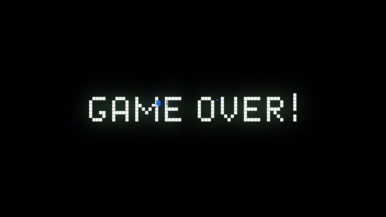 Game over text flickering against black background