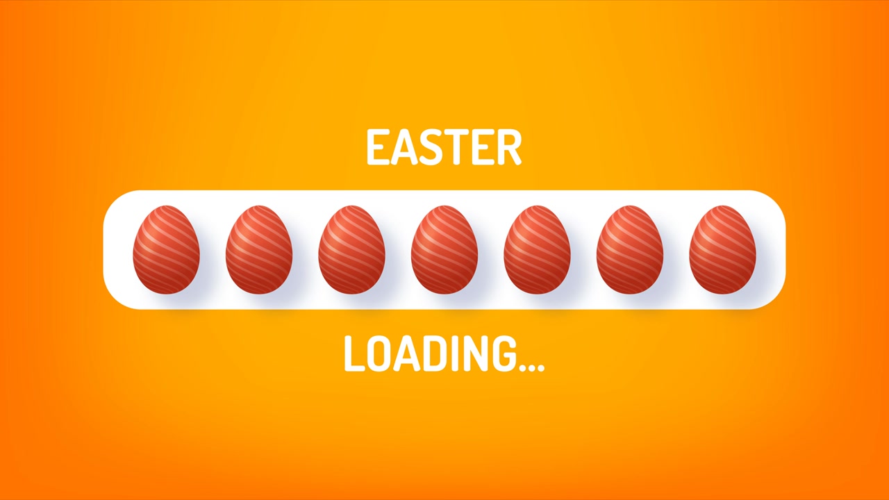 Animazione barra di avanzamento Caricamento Buona Pasqua e uovo decorato in stile realistico. Animazione video di Pasqua 4k con canale alpha matte