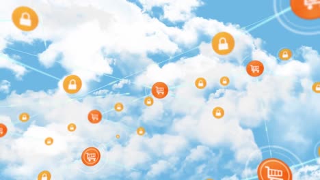 Network-of-digital-icons-against-clouds-in-the-blue-sky