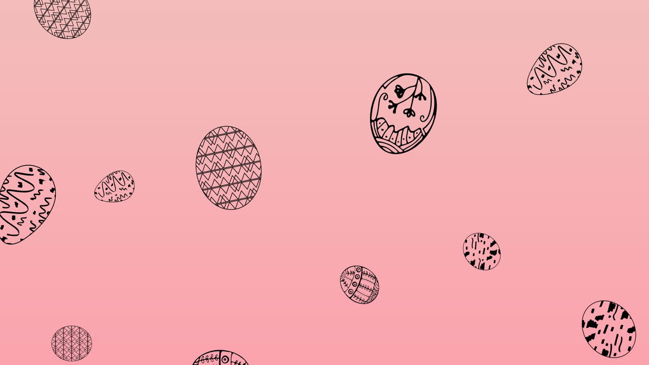 Animation of easter eggs falling on pink background