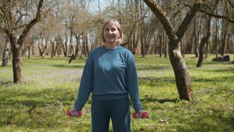 woman training in the forest