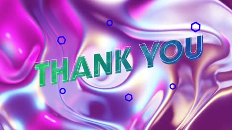 animation of thank you text over colourful abstract shape changing and waving