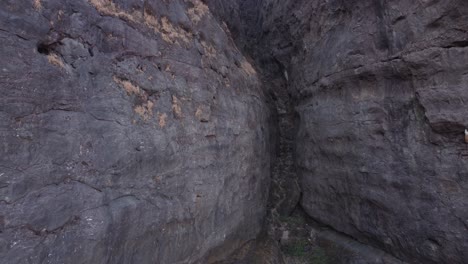aerial closeup of sahyadri mountains basalt rock formation, maharashtra, lonavala