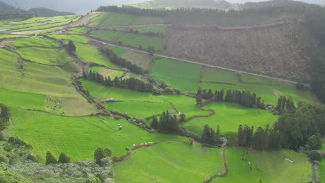 Cinematic-hyperlapse-blue-lakes-on-green-peaks,-tropical-island-nature