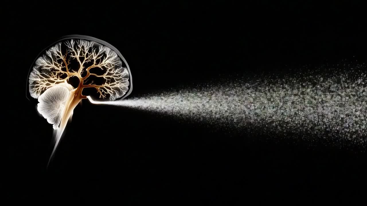 A breathtaking visualization of an abstract representation of a brain illustrating intricate neural connections, resembling a tree structure, conveying concepts of thought, creativity, and cognition in an artistic manner