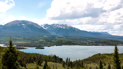 picturesque time-lapse slider view over dillon reservoir from sapphire point