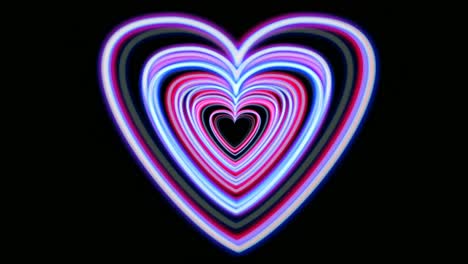 signo de neón amor símbolo del corazón para el día de san valentín o el concepto del día de la madre o música dj vj animación sobre fondo negro