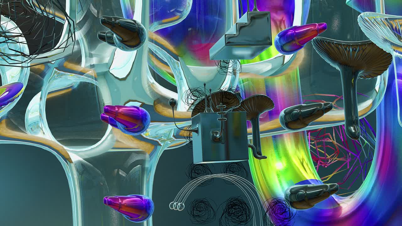 arte minimal 3d. objetos estilosos animados en el espacio de diseño geométrico. combinación de colores de moda, movimiento de bucle, video 4k.