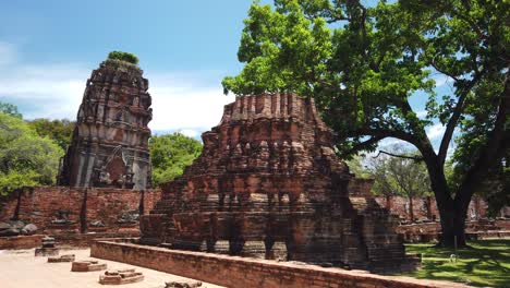 static shot: buddhist temple at the old the historic city of ayutthaya thailand