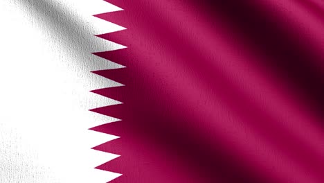 naadloze lus 4k vdo. qatar nationale vlag blazen in de wind geïsoleerd. officiële patriottische abstracte ontwerp. 3d rendering illustratie van zwaaiende teken symbool.
