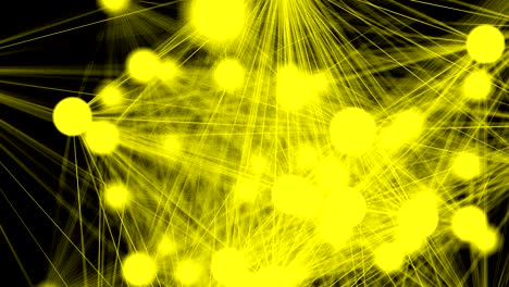 glowing yellow dots with rays move randomly. looping abstract animation