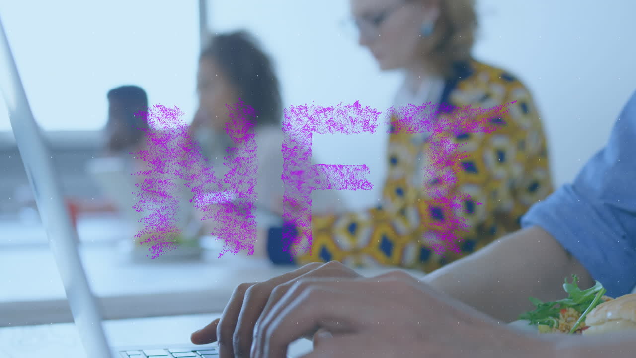 animación de texto nft sobre diversas personas de negocios