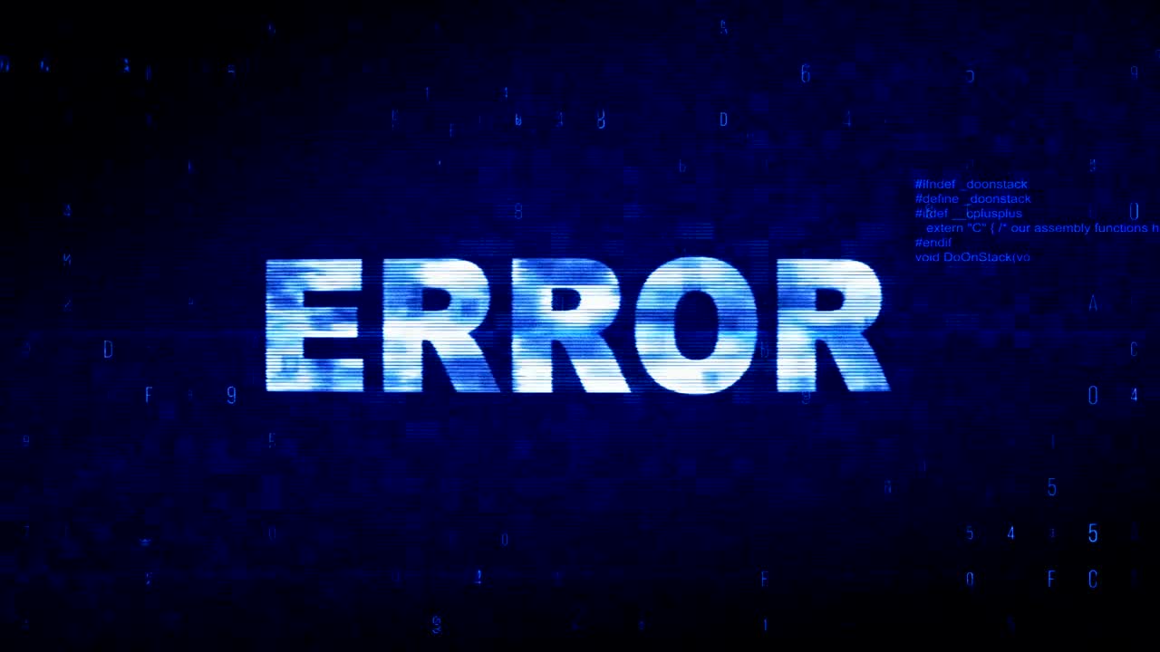 Error Text Digital Noise Twitch Glitch Distortion Effect Error Animation.