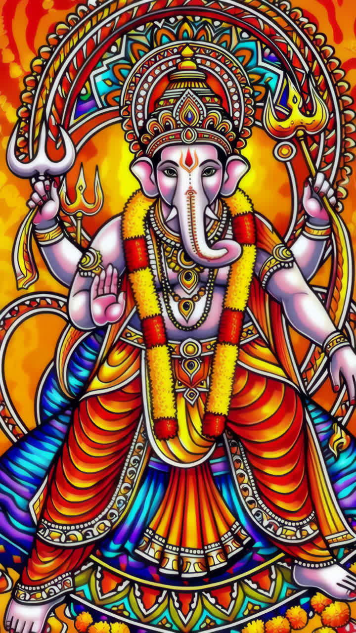 Vibrant and Colorful Illustration of Lord Ganesha