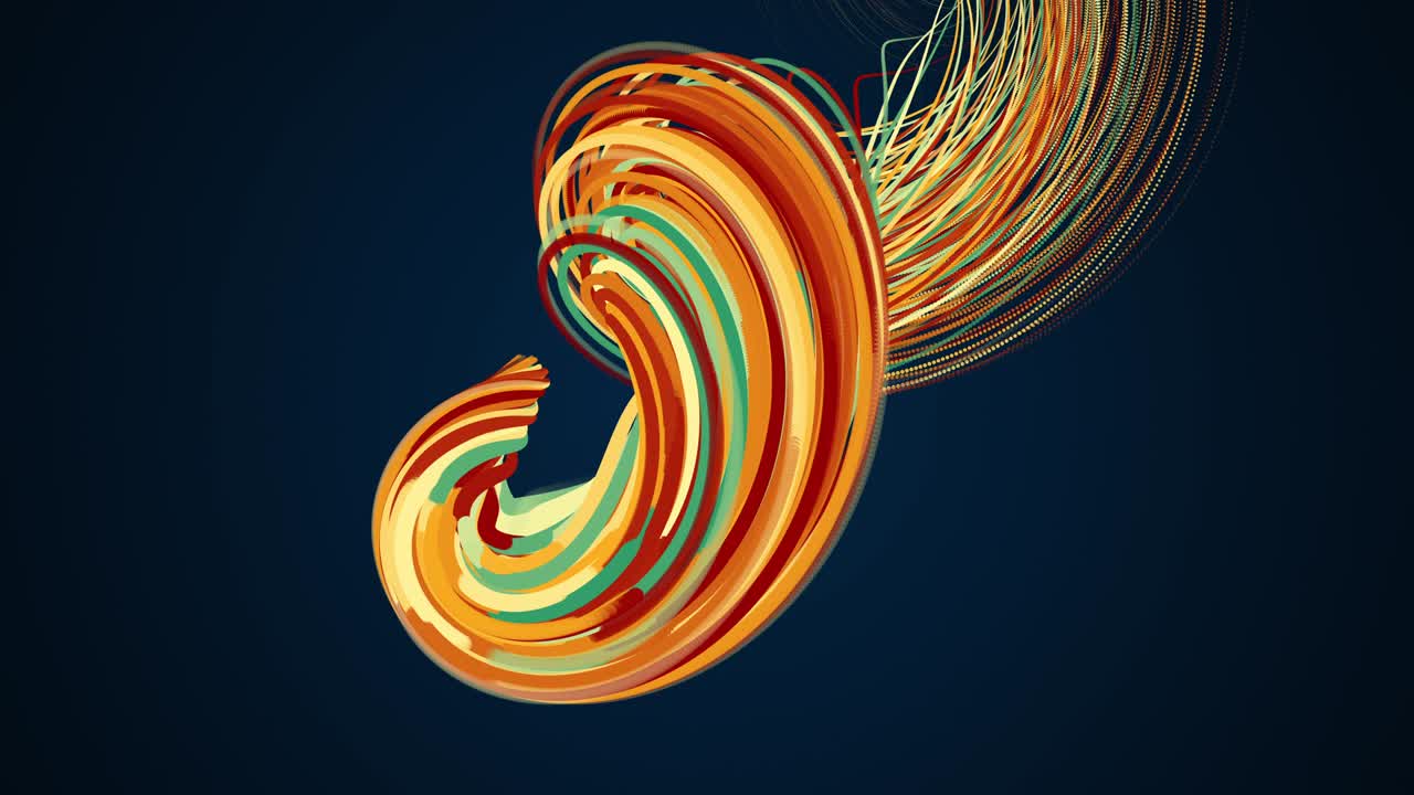 elemento abstracto en espiral a partir de partículas, generado por computadora. fondo de vórtice de renderización 3d