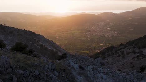 sunset over a mountain valley