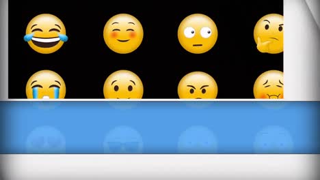 Animation-Verschiedener-Emojis-Symbole-über-Beweglichen-Linien-Auf-Weißem-Hintergrund
