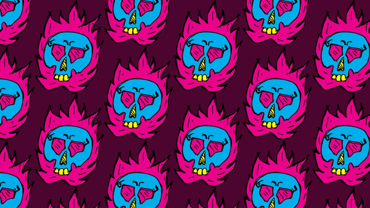 kids drawing pop art seamless background with theme of skull
