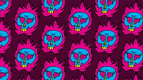 niños dibujando arte pop fondo sin costuras con el tema de la calavera