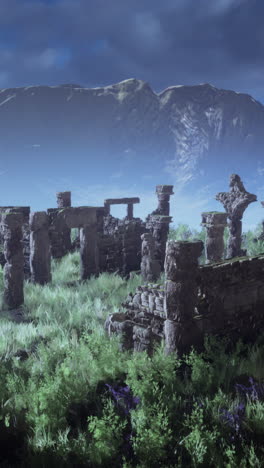 ruins of an ancient civilization in a lush valley