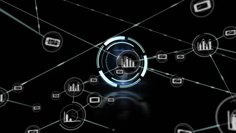 animation of network of connections with icons over countdown