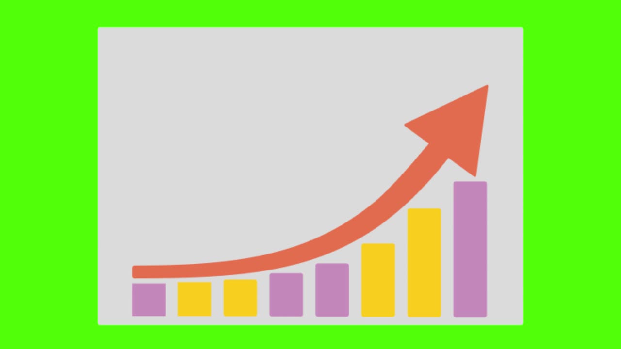 animation of statistics indicator on a green screen background