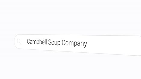 Escribiendo-Empresa-De-Sopa-Campbell-En-El-Motor-De-Búsqueda