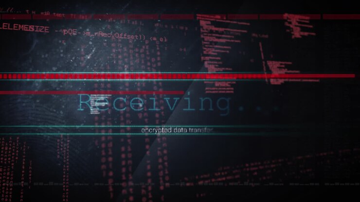 Animation of data processing on black background
