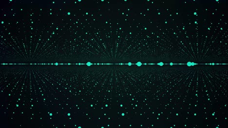 Abstract space background, geometry surfaces, lines and points. Abstract tunnel grid. Abstract Particles Background. Camera flying through the abstract spiral twisted particle background