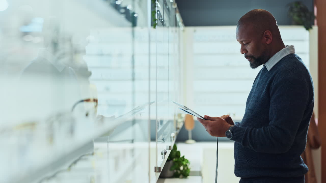 Man shopping for glasses at an optician