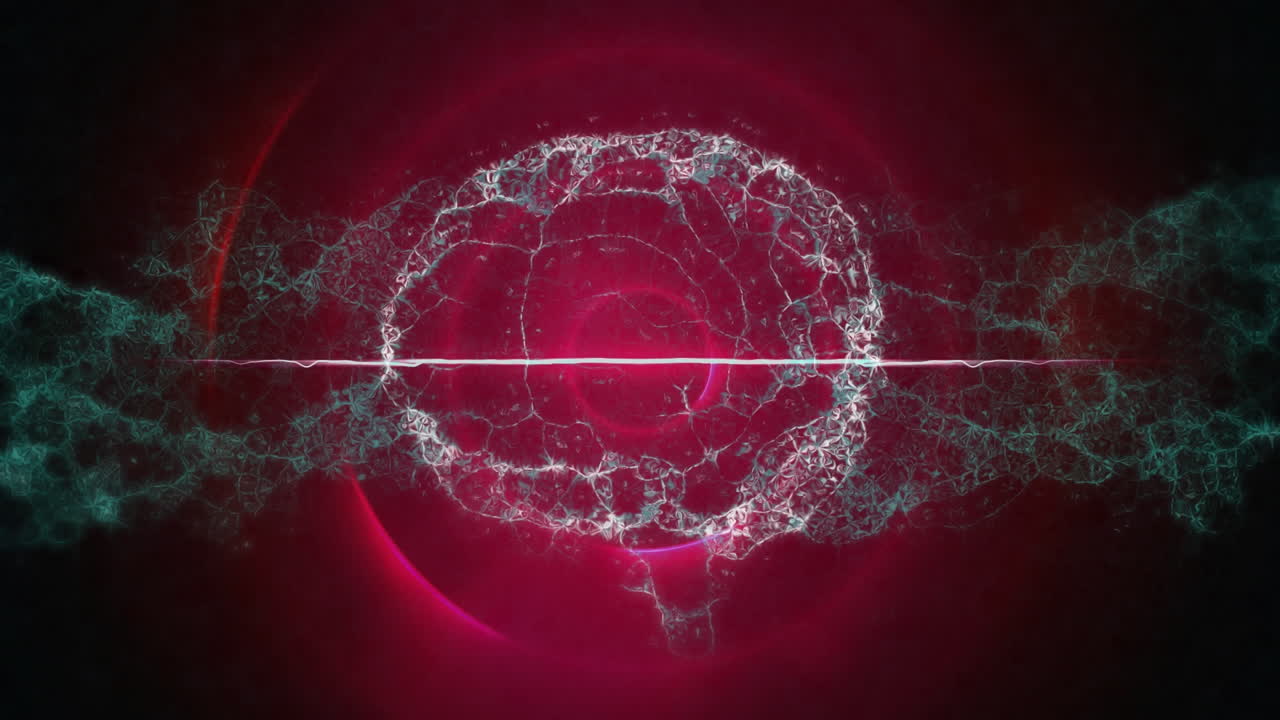 animación del cerebro digital sobre senderos y círculos rojos
