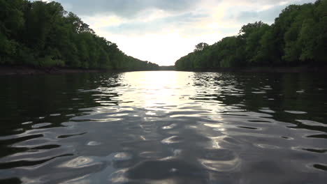 going down a river on a boat