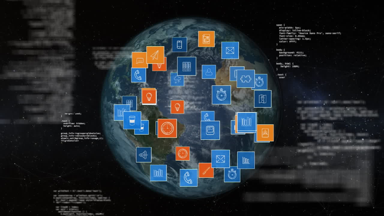 Globe and digital apps icons