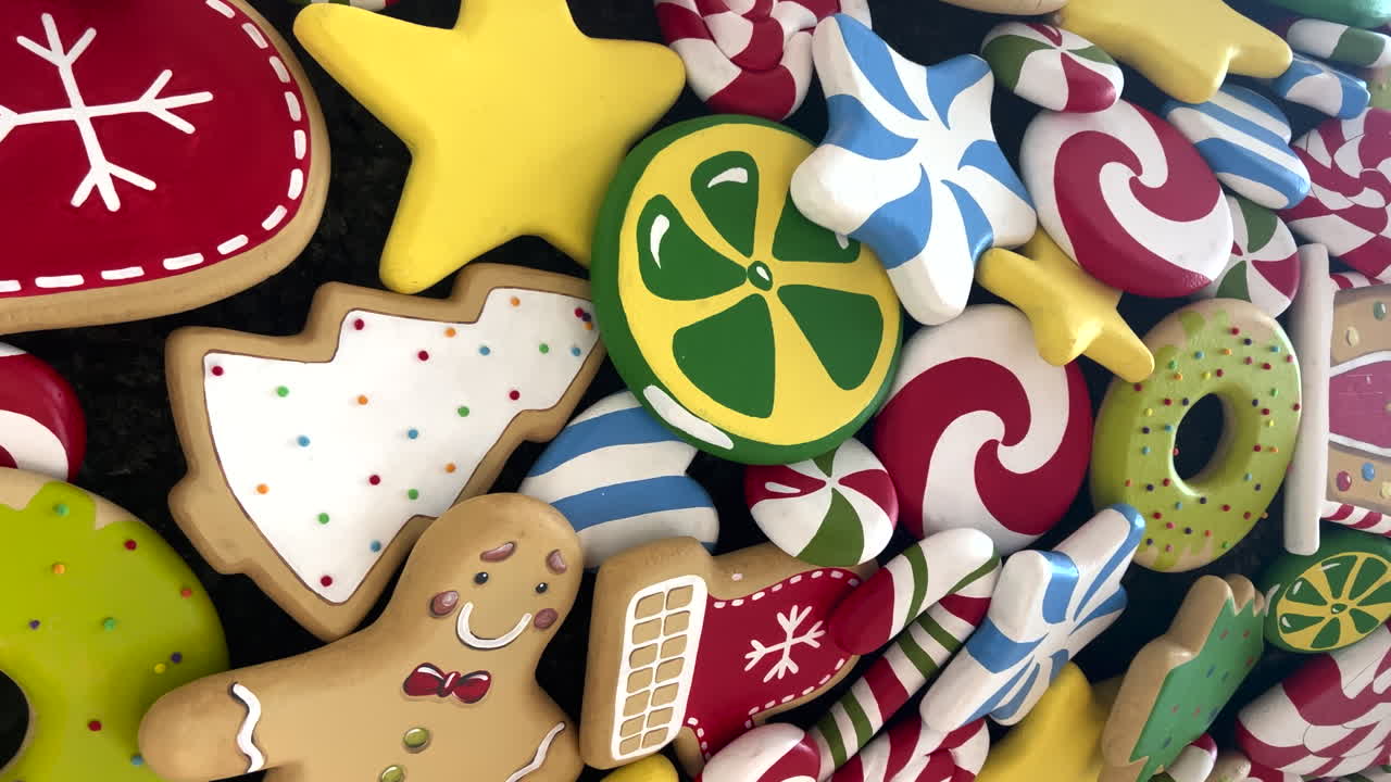 Chisinau, Moldova - November 30, 2022: Big cookie shaped decorations on a tree in a Mall